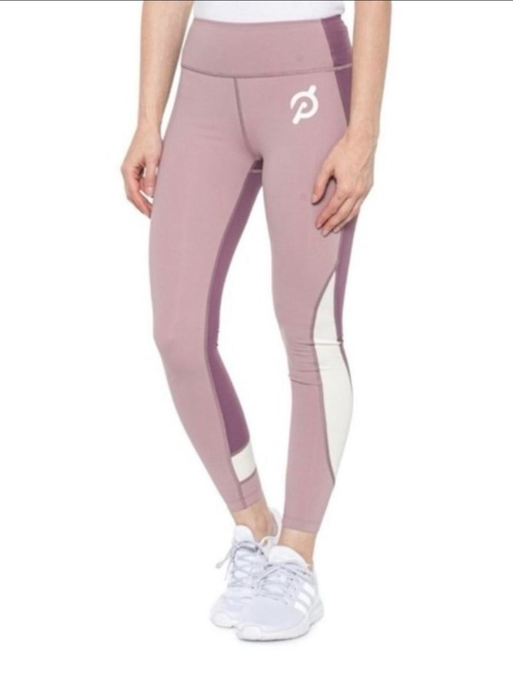 Peloton Mauve and Ivory Colorblock High-Rise Leggings